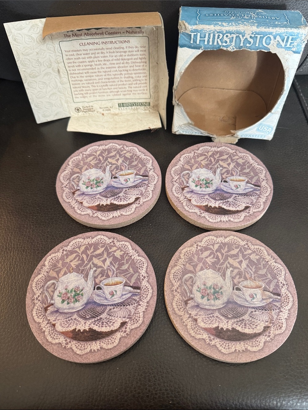 Thirstystone Lavender Tea Cup Coaster Set of 4